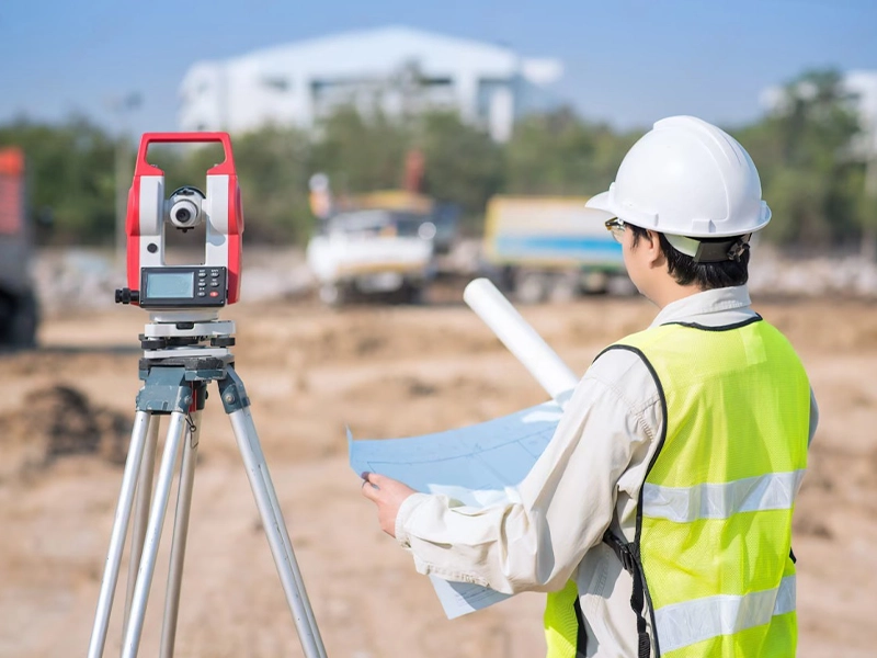 A surveyor during Land Surveying