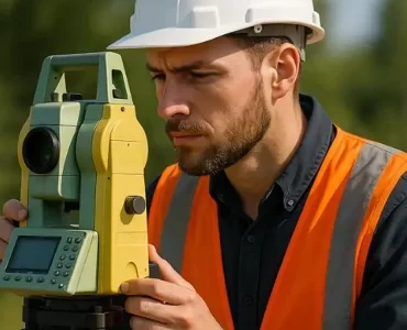 Professional Land Surveyors Conducting Land Survey Professional Land Surveyors Conducting Land Survey
