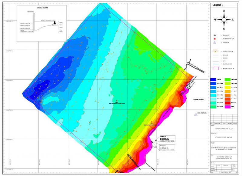 Bathymetry survey report with seabed contours