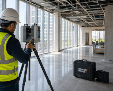Engineer performing 3D laser scanning for a Scan to BIM project.