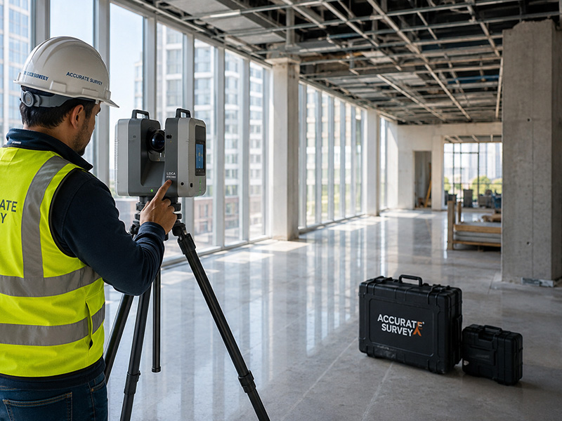 Engineer performing 3D laser scanning for a Scan to BIM project.