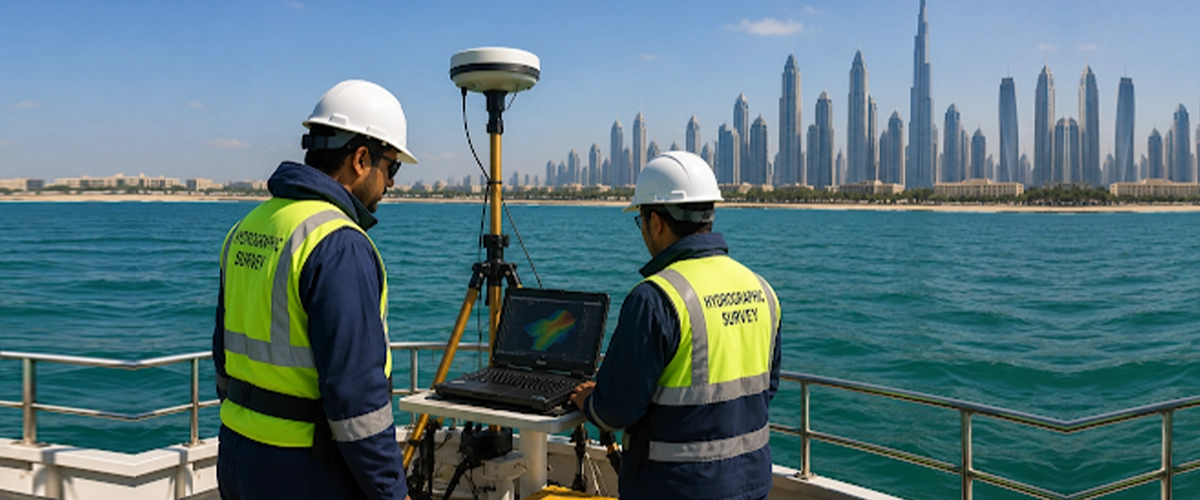Hydrographic Survey Team Conducting a Bathymetric Survey in Coastal Waters
