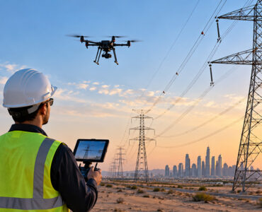 Drone inspection of overhead power lines in the UAE Drone inspection of overhead power lines in the UAE