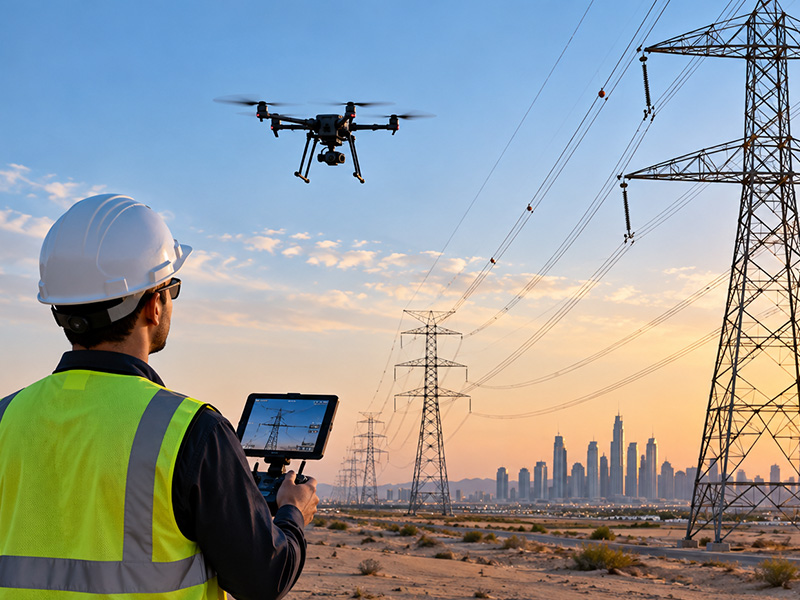 Drone inspection of overhead power lines in the UAE