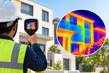 Thermal imaging inspection of a modern building using an infrared camera