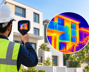 Thermal imaging inspection of a modern building using an infrared camera