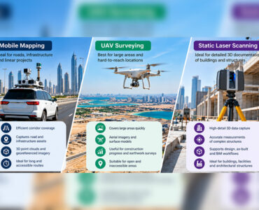 Mobile mapping, UAV surveying, and static laser scanning comparison